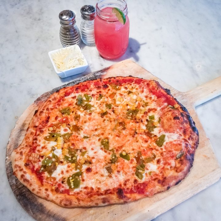 Green Chile and Roasted Corn Pizza